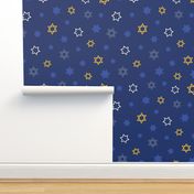 Star of David Pattern Mix on Dark Blue