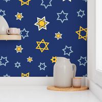 Star of David Pattern Mix on Dark Blue