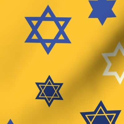 Scattered Star of David on Yellow background