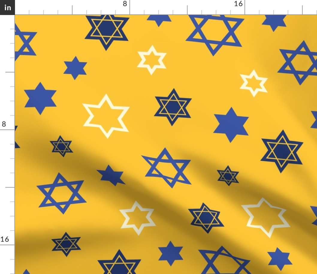 Scattered Star of David on Yellow background