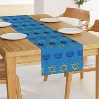Hanukkah Symbol Mix on blue background