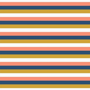 navy mustard coral stripes