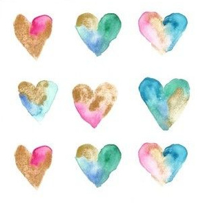 watercolor rainbow hearts