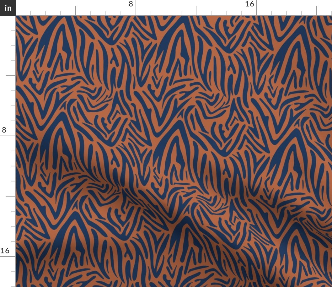 Minimal zebra safari wild life lovers abstract animal print monochrome trend navy blue copper brown