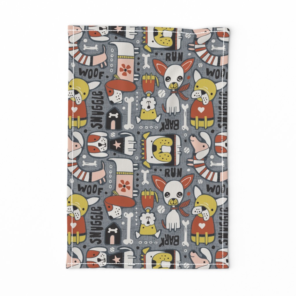 Dog-O-Rama - Grey & Blush Pink Large Scale