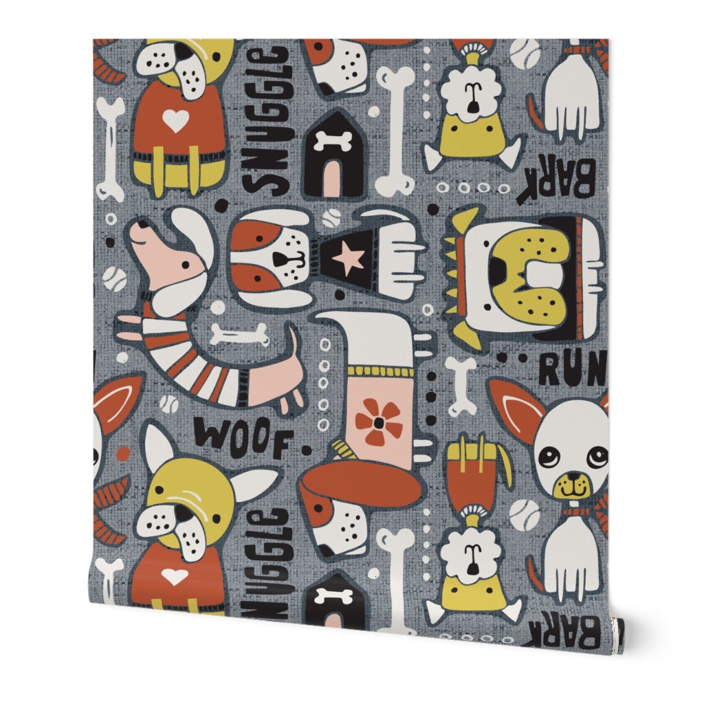 Dog-O-Rama - Grey & Blush Pink Large Scale