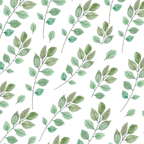 Floral herb green seamless pattern