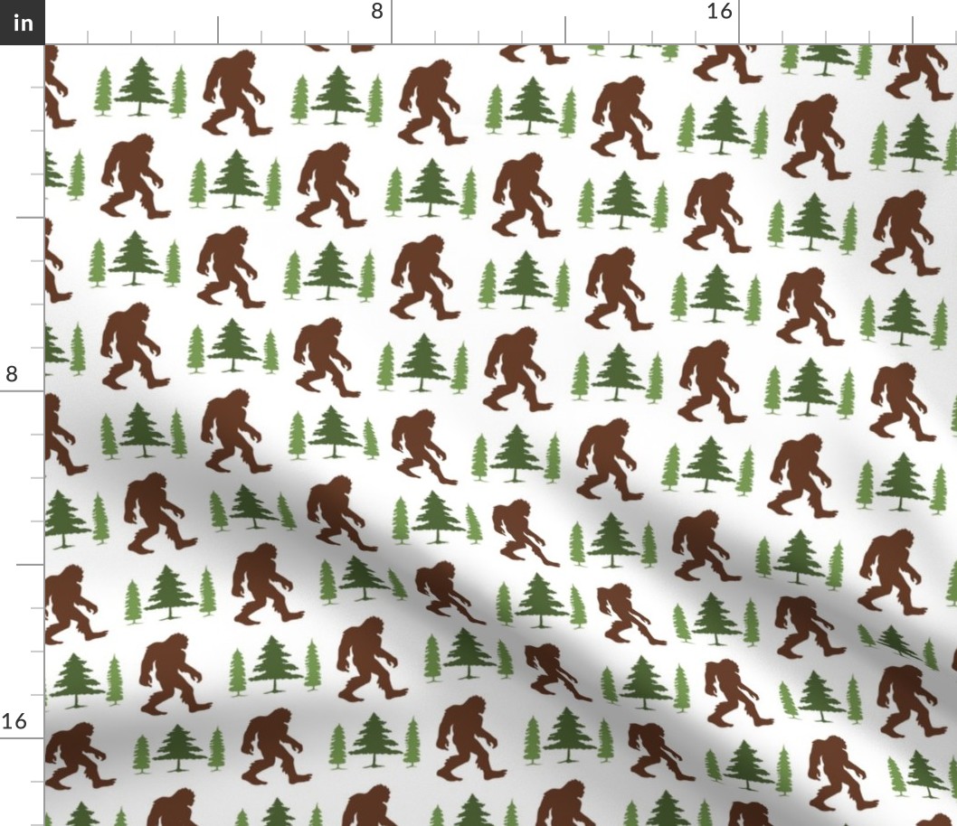 Bigfoot in Trees Green Brown V1