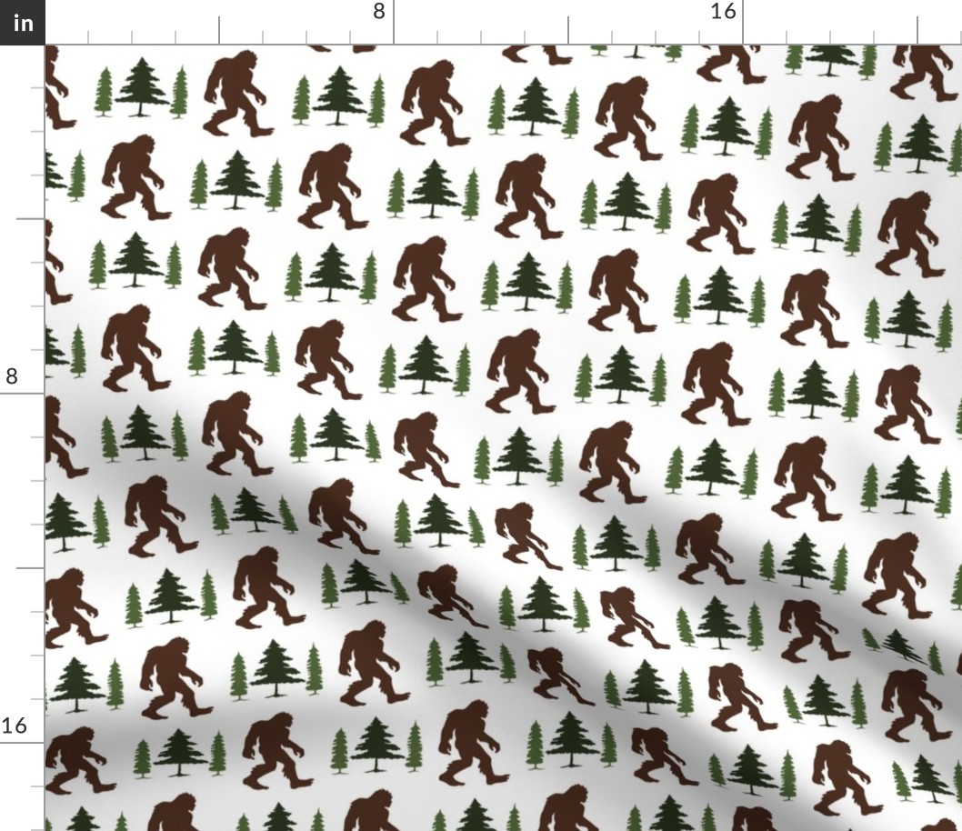 Bigfoot in Trees Green Brown V2