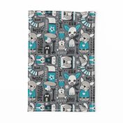 Dog-O-Rama - Grey & Aqua Large Scale