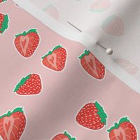 Micro Scatter Strawberries on Pastel pink