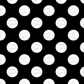 Sleeping Kitties Polka Dot Pattern Black