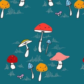 Mushrooms DARK TEAL
