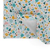 Spring Terrazzo (medium scale, aqua teal orange on white)