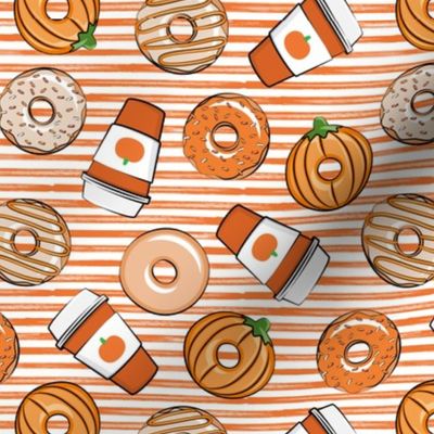 Coffee and Fall Donuts - PSL pumpkin fall donuts toss - orange stripes - LAD19