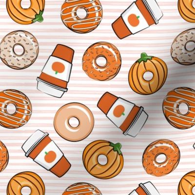 Coffee and Fall Donuts - PSL pumpkin fall donuts toss - pink stripes - LAD19