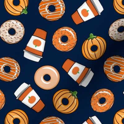 Coffee and Fall Donuts - PSL pumpkin fall donuts toss - navy - LAD19