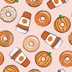 Coffee and Fall Donuts - PSL pumpkin fall donuts toss - pink - LAD19