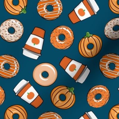 Coffee and Fall Donuts - PSL pumpkin fall donuts toss - blue - LAD19