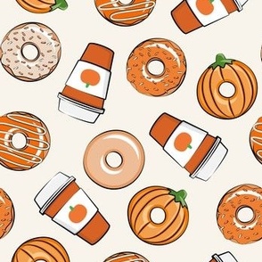 Coffee and Fall Donuts - PSL pumpkin fall donuts toss - cream - LAD19