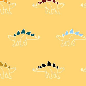 rainbow stegosaurus dinosaur print - sunshine