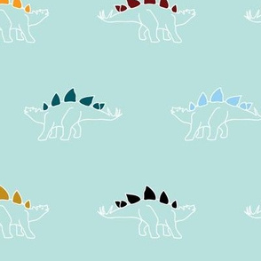 rainbow stegosaurus dinosaur print - mint