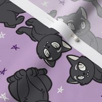 Cute Black Cats on Purple