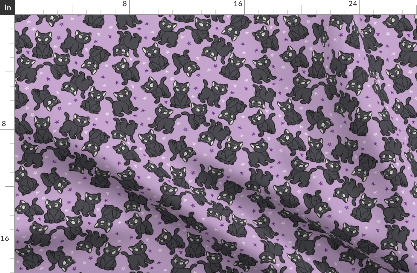 Cute Black Cats on Purple