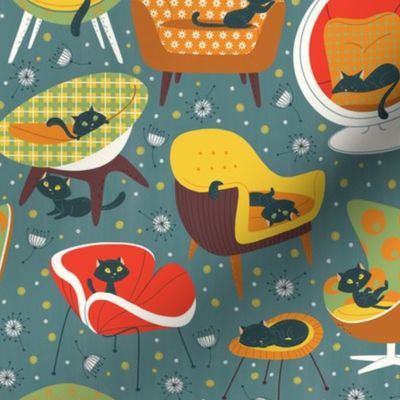 '60s cats and chairs small scale