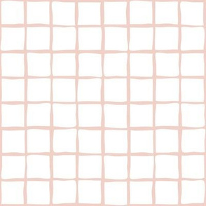 basic freehand check - 1 inch grid - white & blush