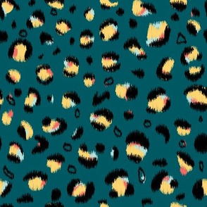 rainbow leopard ikat - forest - small