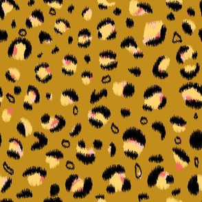 rainbow leopard ikat - mustard - small