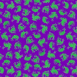 small brilliant painted frogs on purple - custom colors