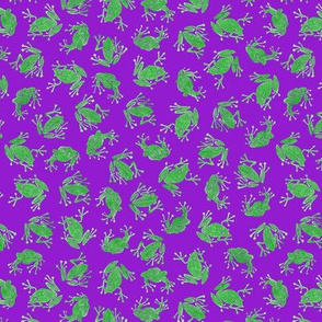 Bob's small painted green frogs on purple