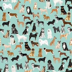 working dogs fabric - working dogs group fabric, dog fabric, dogs fabric, working dogs design  - mint