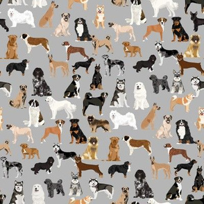 working dogs fabric - working dogs group fabric, dog fabric, dogs fabric, working dogs design  - grey