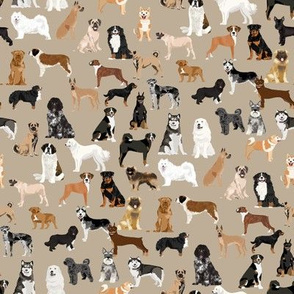 working dogs fabric - working dogs group fabric, dog fabric, dogs fabric, working dogs design  - taupe