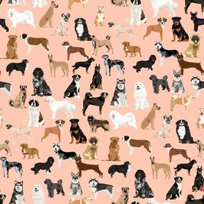 working dogs fabric - working dogs group fabric, dog fabric, dogs fabric, working dogs design  - peach