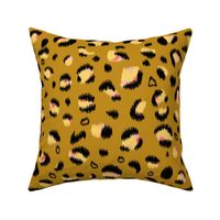 rainbow leopard ikat - mustard - large