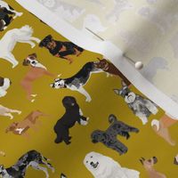 working dogs fabric - working dogs group fabric, dog fabric, dogs fabric, working dogs design  - mustard