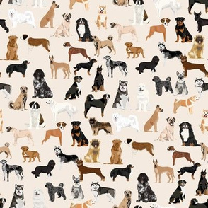 working dogs fabric - working dogs group fabric, dog fabric, dogs fabric, working dogs design  - cream