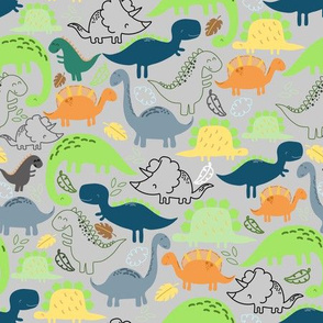 Dinosaur doodle light grey background