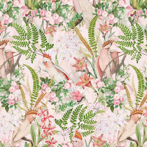 Vintage Cockatoo Jungle blush pink