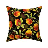 18" Vintage Apples Fruit Pattern Dramatic Black