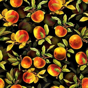 18" Vintage Apples Fruit Pattern Black