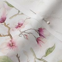 10"  Blush Hand Drawn Watercolor Magnolia Flowers Spring Pattern