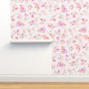 10" Blush Hand Drawn Watercolor Cherry Blossom Flowers Spring Pattern