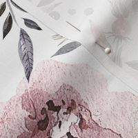 18" UtART - Autumnal Watercolor Flowers on white - Nostalgic Nursery Fabric, Baby Girl Fabric