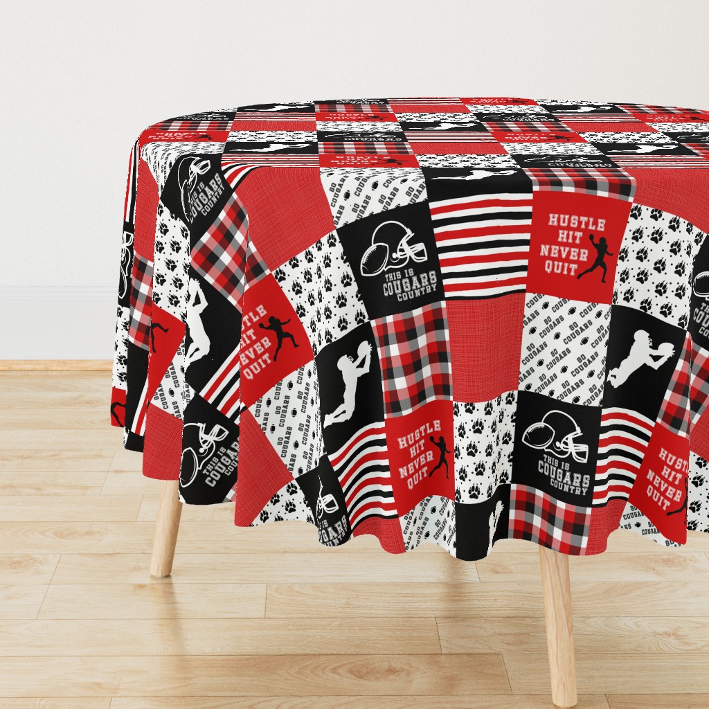 Football//Hustle Hit Never Quit//Cougars - Wholecloth Cheater Quilt