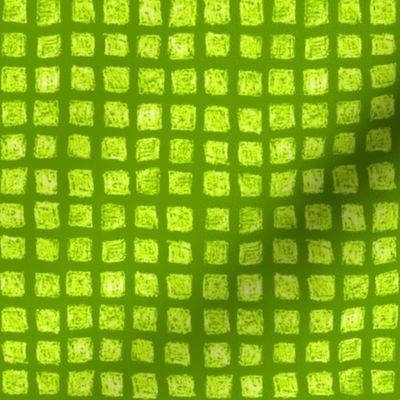 batik square grid in bright lime green